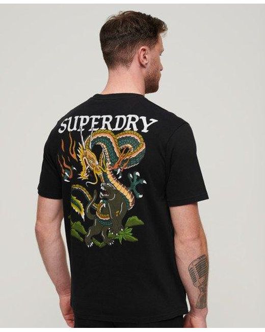 Superdry Brown Tattoo Graphic Loose Fit T-shirt for men