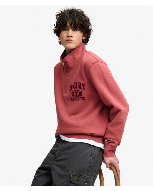 Superdry Red & Co Tonal Half Zip Sweatshirt for men