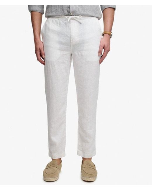 Superdry Blue Merchant Linen Pants for men