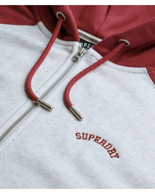 Femme Sweat À Capuche Zippé Essential Logo Raglan Taille Superdry en coloris Red