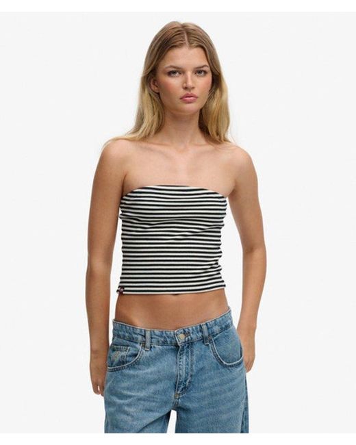 Superdry Athletic Essentials Jersey Bandeautop in het Blue
