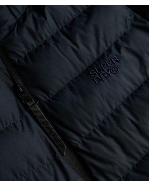 Superdry Blue Hooded Storm Knit Hybrid Jacket for men