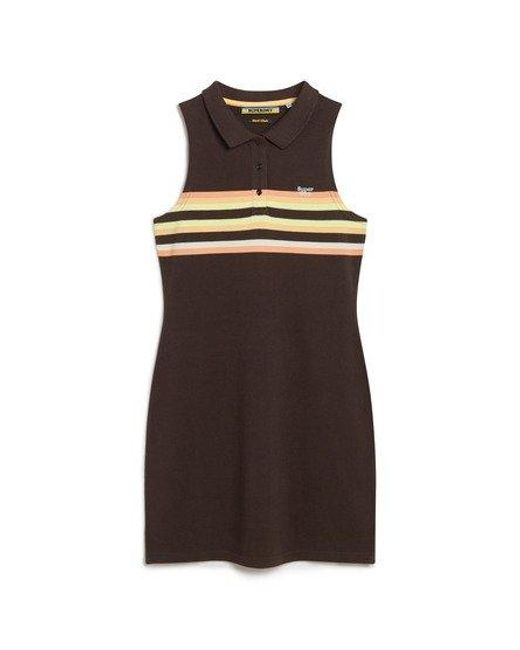 Superdry Brown Jersey Polo Mini Dress