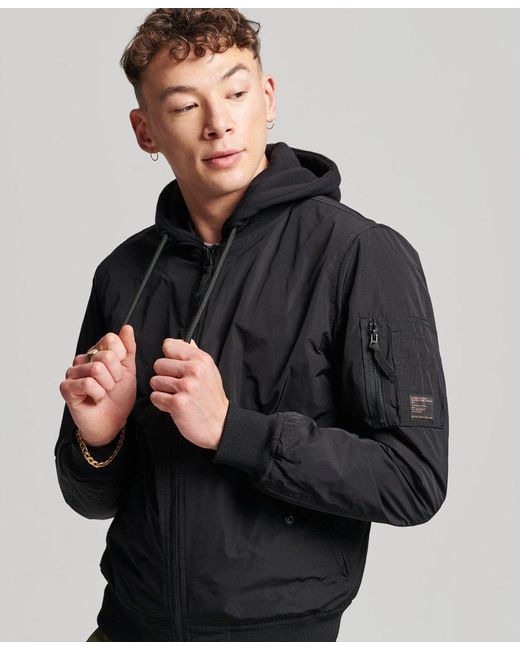 Superdry Military Flight Bomber Jacket Black in Gray for Men Lyst