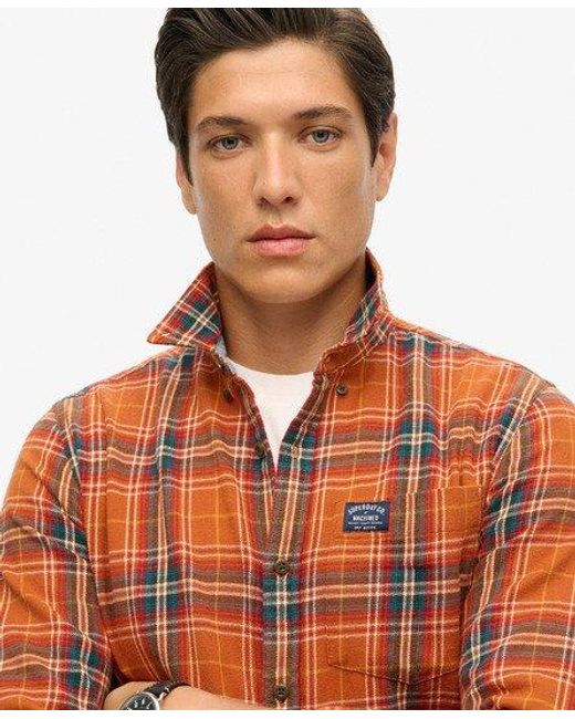 Superdry Red Organic Cotton Lumberjack Check Shirt for men