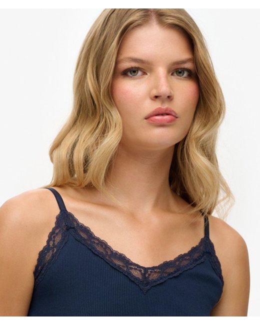 Superdry Blue & Co Essential Lace Trim Cami Top