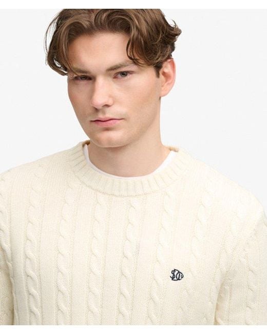 Superdry Natural & Co Cotton Cable Knit Crew Jumper for men