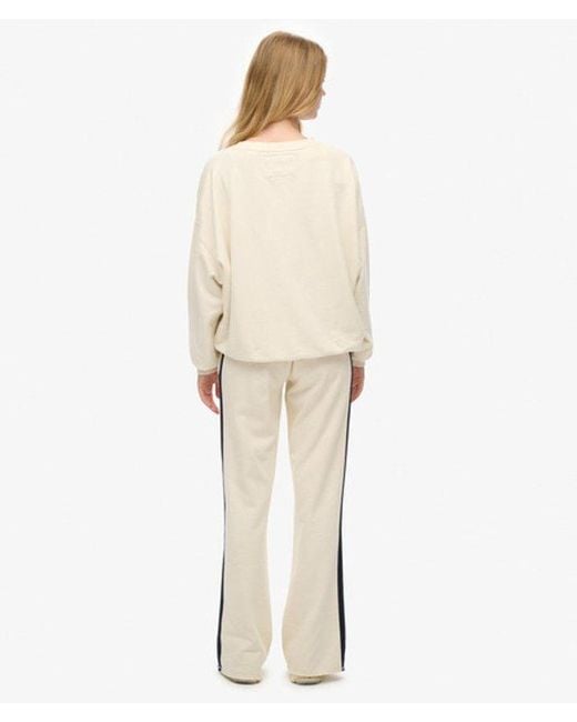 Superdry Athletic joggingbroek Met Wijde Pijpen En Strepen in het Natural