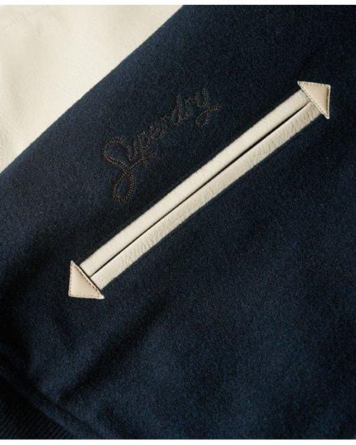 Superdry Blue College Varsity Bomber Jacket for men