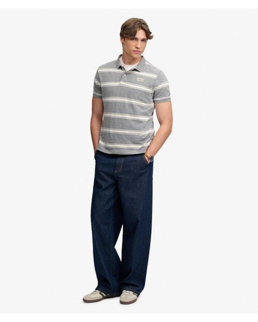 Superdry Gray & Co Vintage Stripe Jersey Polo Shirt for men