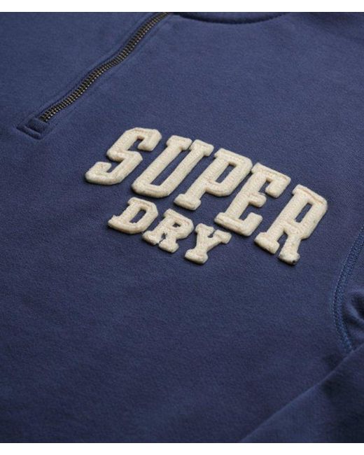 Superdry Blue Athletic Essentials Applique Half Zip Sweatshirt