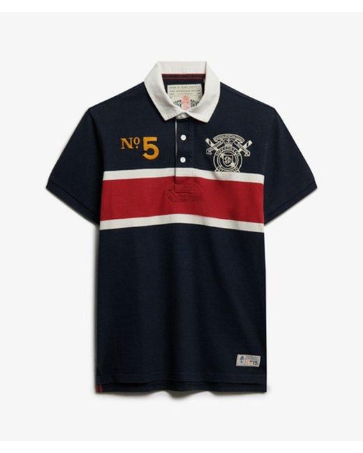 Superdry Blue & Co Double Emblem Jersey Short Sleeve Rugby Polo Top for men