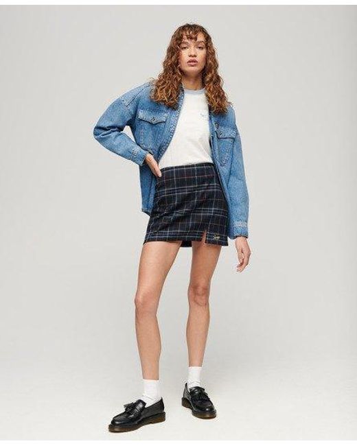 Superdry Blue Ladies Classic Check Mini Skirt