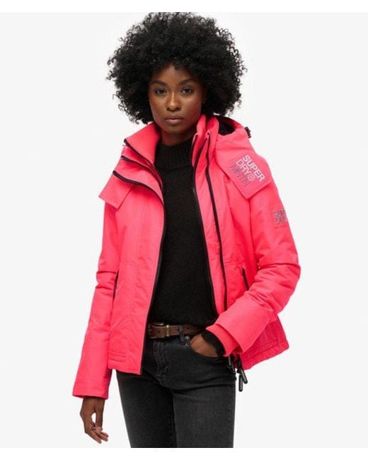 Superdry Pink & Co Fully Lined Embroidered Logo Hooded Mountain Windbreaker Jacket