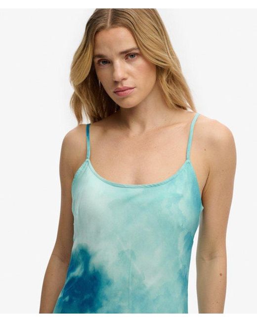 Superdry Blue Printed Maxi Slip Dress