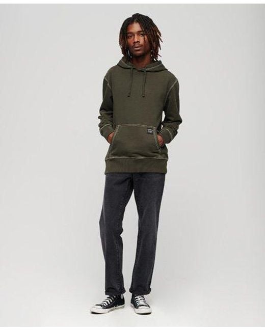 Superdry Green Contrast Stitch Relaxed Hoodie for men