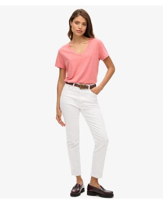 Superdry & Co Slub Embroidered V-neck T-shirt