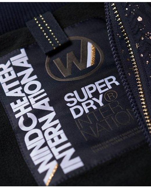 Superdry Blue Arctic Hooded Print Pop Zip Sd-Windcheater Jacket Splatter