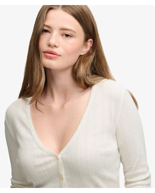 Superdry Blue & Co Athletic Essential Pointelle Cardigan