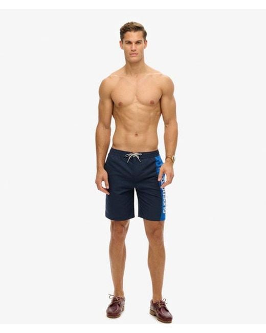 Superdry Blue & Co Sportswear Logo 19 Inch Recycled Boardshorts for men