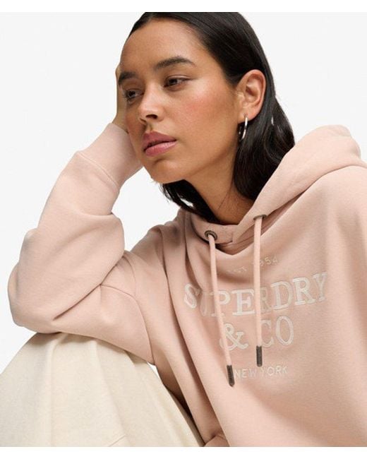 Superdry Natural & Co Luxe Casual Embroidered Relaxed Hoodie