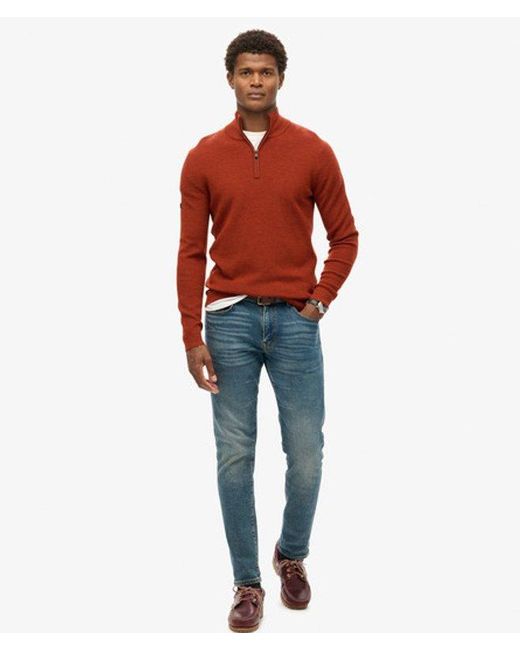 Superdry Red & Co Merino Half Zip Jumper for men
