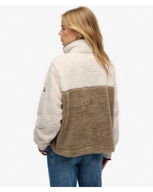 Superdry Super Soft Mash Up Teddyfleece in het Natural