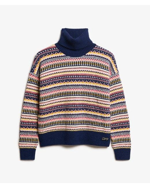 Superdry Blue & Co Classic Stripe Textured Pattern Jumper