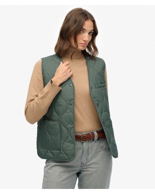 Superdry Green Quilted Lite Liner Gilet