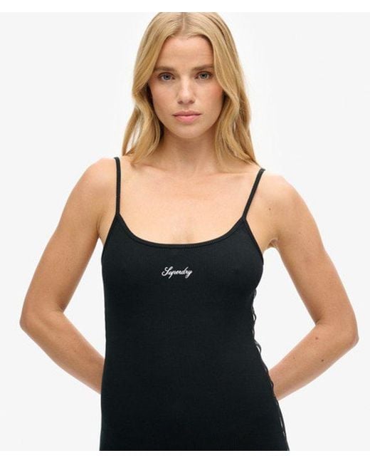 Superdry Black S Logo Strappy Dress
