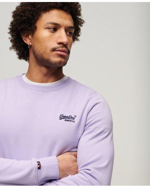 Superdry Purple Essential Logo Crew Sweatshirt for men