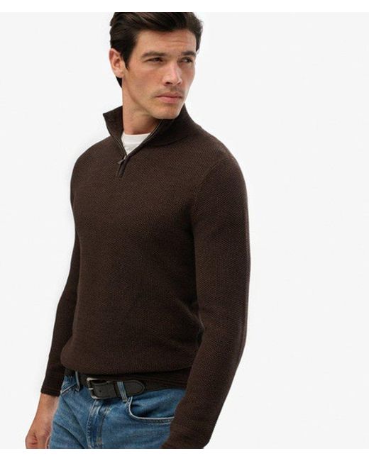 Superdry Black & Co Cotton Texture Half-zip Jumper for men