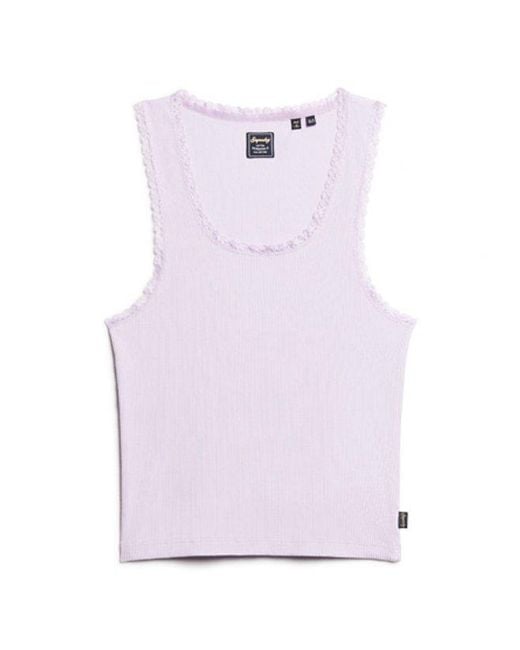 Superdry Purple & Co Athletic Essentials Vintage Lace Trim Vest Top
