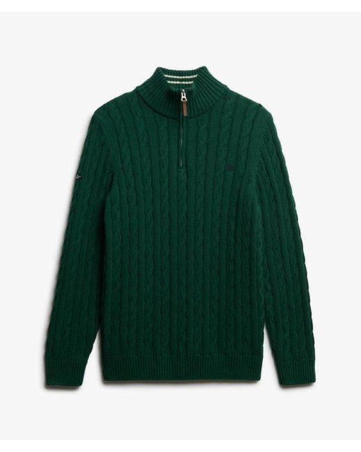 Homme Pull À Demi-Zip En Maille Torsadée En Coton Bio Taille Superdry pour homme en coloris Green