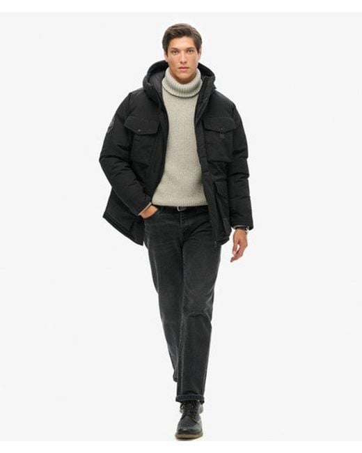 Superdry Black Everest Tactical Parka Jacket for men