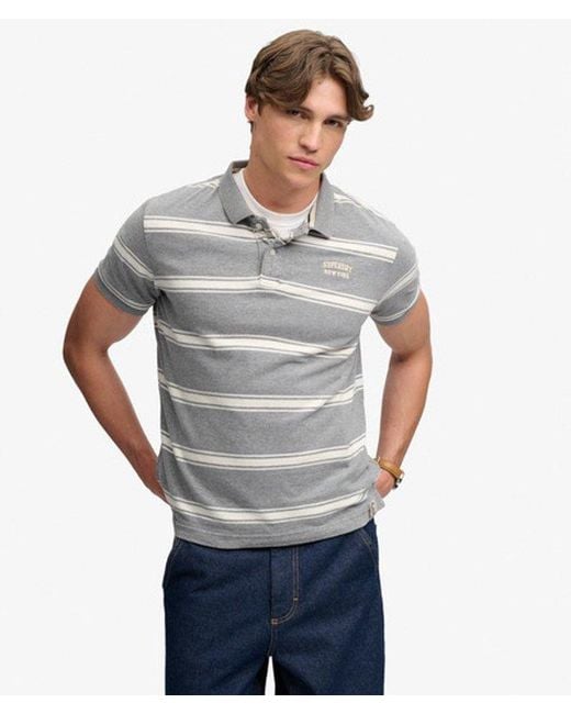 Superdry Gray & Co Vintage Stripe Jersey Polo Shirt for men