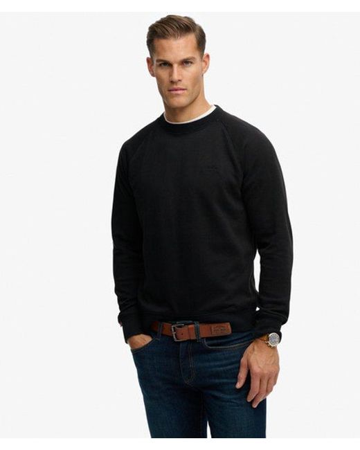 Superdry Black & Co Essential Logo Raglan Crew Sweatshirt for men