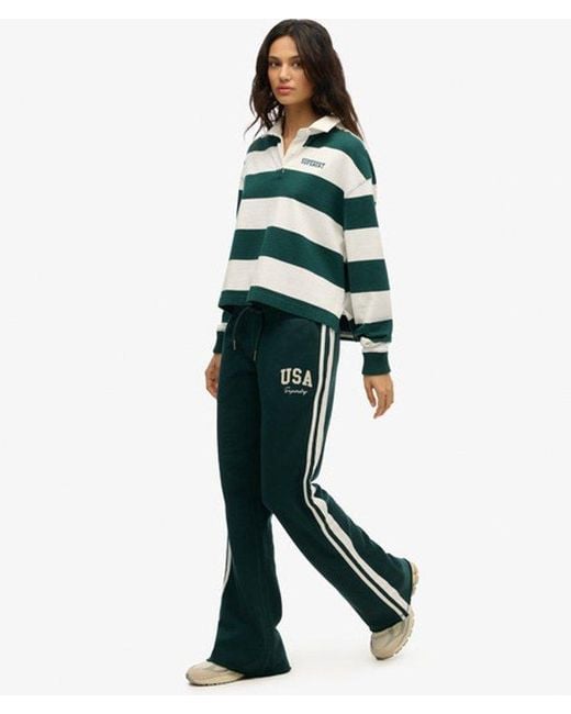 Superdry Blue Athletic Essentials Stripe Flare Joggers