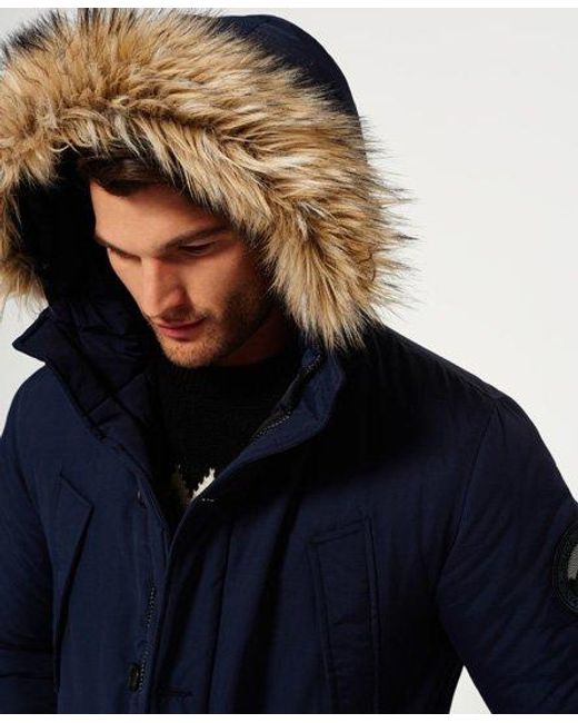 Superdry Blue Faux Fur Trimmed Everest Jacket Eclipse for men