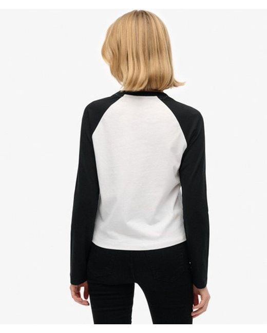 Superdry White & Co Essential Logo Long Sleeve Baseball Top