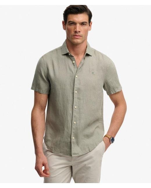 Superdry Gray & Co Riviera Short Sleeve Linen Shirt for men