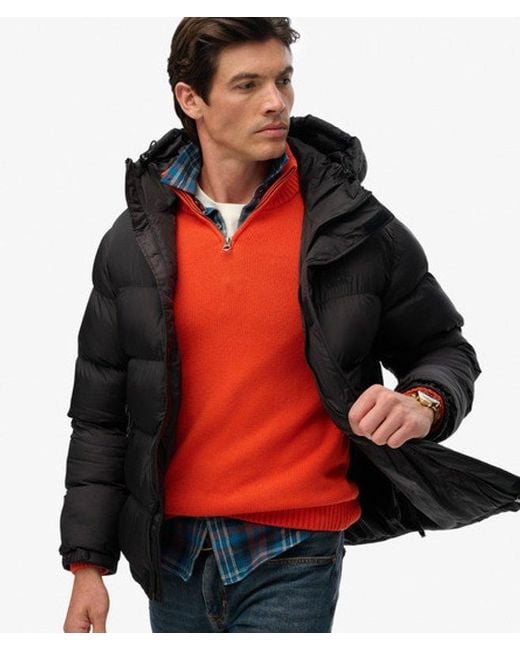 Homme Doudoune Noire À Capuche Taille Superdry pour homme en coloris Red