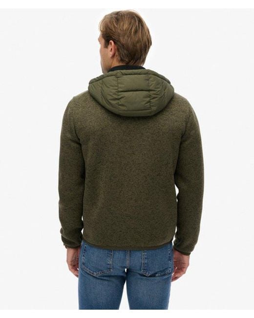 Superdry Green Hooded Storm Knit Hybrid Jacket for men