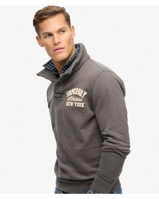 Superdry Gray & Co Vintage Athletic Henley Sweatshirt for men