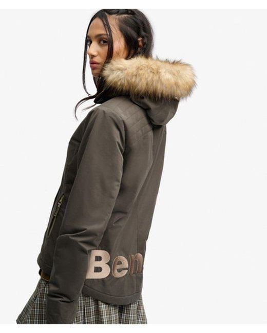 Superdry Gray Bench X & Co Bench Faux Fur Hooded Windcheater Jacket