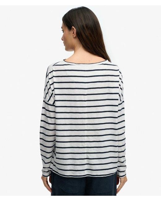 Superdry White & Co Studios Boat Neck Slub Long Sleeve Top