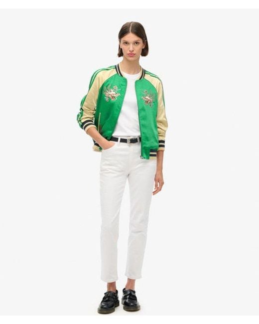 Superdry Green Sukajan Embroidered Bomber Jacket
