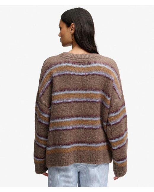 Superdry Brown & Co Slouchy Brushed Stripe Knit Jumper
