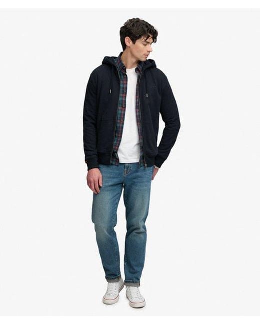 Superdry Blue & Co Essential Logo Half Brushed Zip Hoodie for men