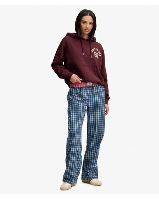 Superdry Red & Co Athletic Essential Applique Cropped Hoodie